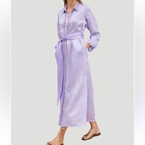 Bella Tu L Woman’s beaded Elegant Lavender Long Sleeve Dress